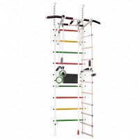 Шведская стенка Враспор с турником, брусьями, канатом, кольцами и лестницей Asta55 Белая